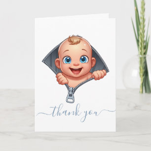 Cute Baby Peeking out Baby Shower Thank You Card