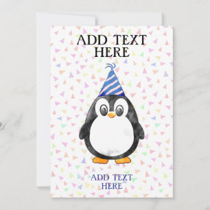 Cute Baby Penguiin Birthday Invitation