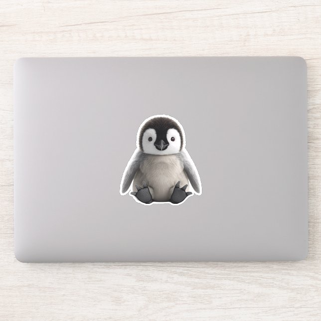 Cute Baby Penguin 3D Fluffy Chick Die-Cut Sticker (Computer)
