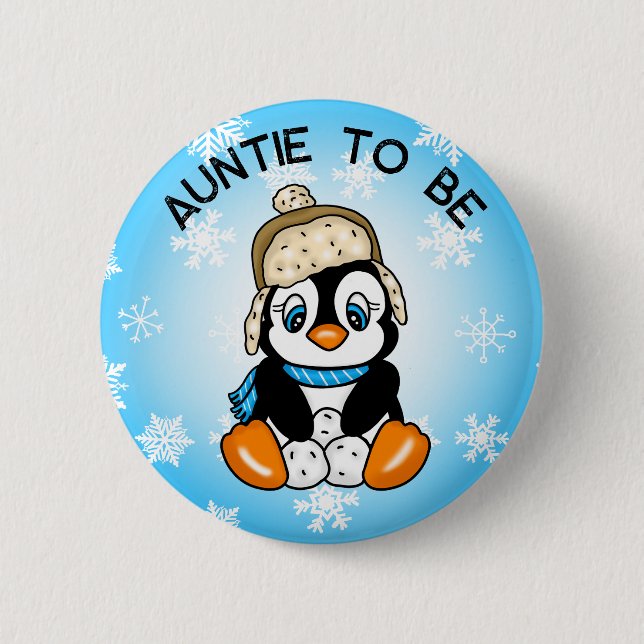 Cute Baby Penguin | Auntie To Be Baby Shower 6 Cm Round Badge (Front)