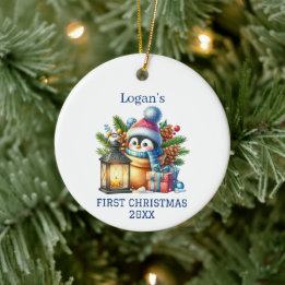 Cute Baby Penguin Christmas Ceramic Tree Decoration
