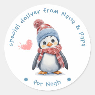 Cute Baby Penguin Cosy Christmas for Kids Holiday Classic Round Sticker