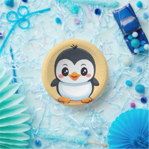 Cute baby penguin Face zoo ice Birthday Party Paper Plate