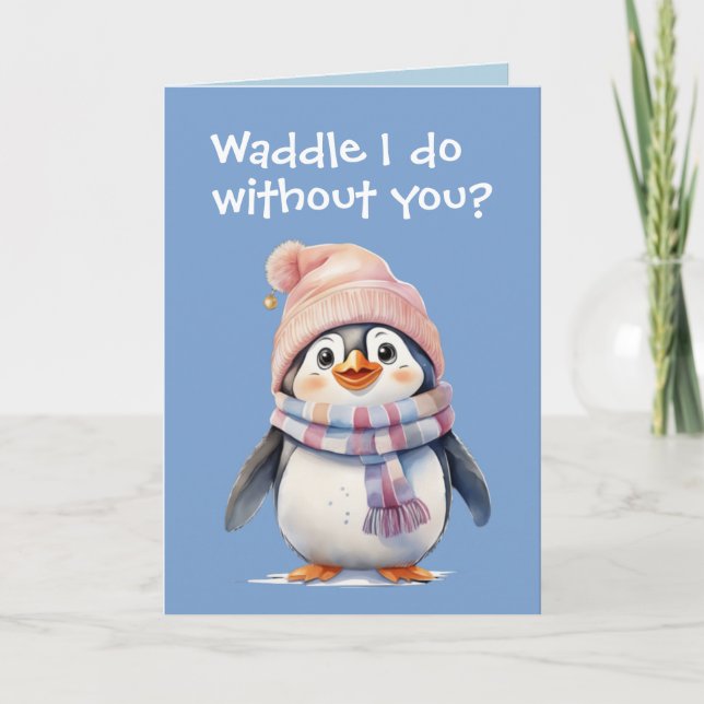 Cute Baby Penguin Fun Christmas Humour Holiday  Card (Front)