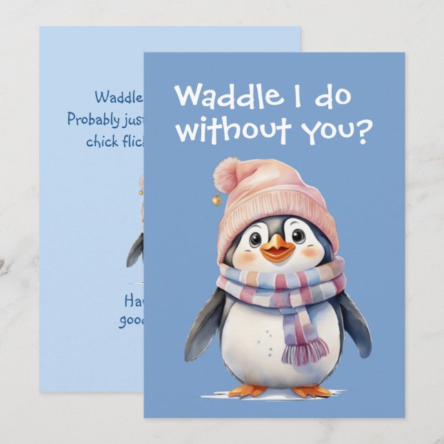 Cute Baby Penguin Fun Christmas Humour Holiday Fla Card (Front/Back)