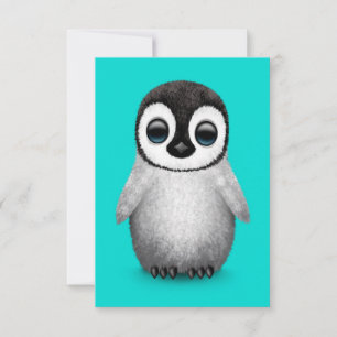 Cute Baby Penguin on Light Blue
