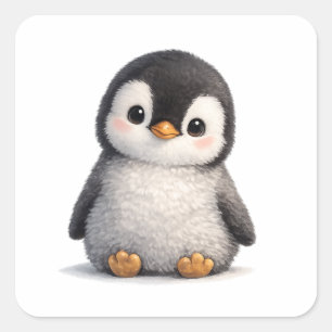 Cute Baby Penguin – Soft & Adorable Design Square Sticker