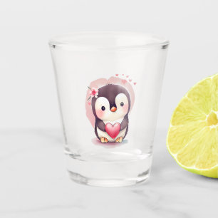 Cute Baby Penguin Valentines Day Animal Lover Shot Glass