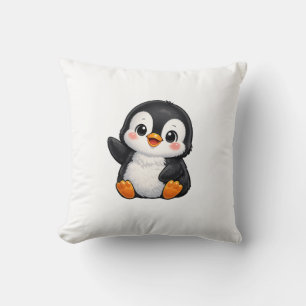 Cute Baby Penguin Waving Cartoon Character Kids Ka Cushion