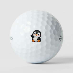 Cute Baby Penguin Waving Cartoon Character Kids Ka Golf Balls