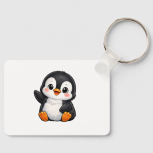 Cute Baby Penguin Waving Cartoon Character Kids Ka Key Ring