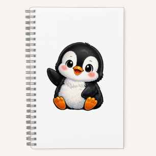 Cute Baby Penguin Waving Cartoon Character Kids Ka Notebook