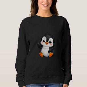 Cute Baby Penguin Waving Cartoon Character Kids Ka Sweatshirt