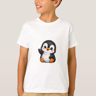 Cute Baby Penguin Waving Cartoon Character Kids Ka T-Shirt