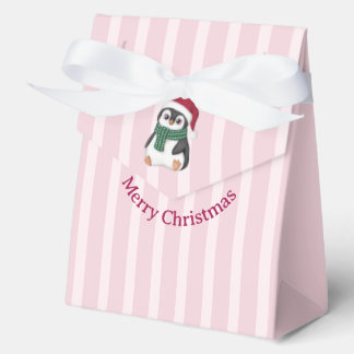 Cute Baby Penguin Wearing Santa Hat Christmas Favour Box
