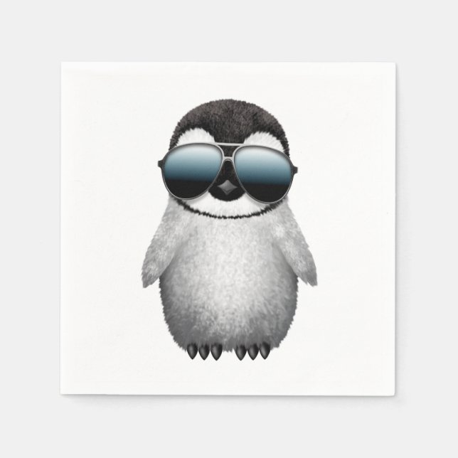 Cute Baby Penguin Wearing Sunglasses Napkin (Front)