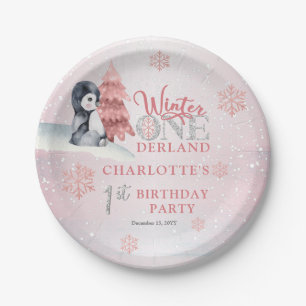 Cute Baby Penguin Winter ONEderland 1st Birthday Paper Plate