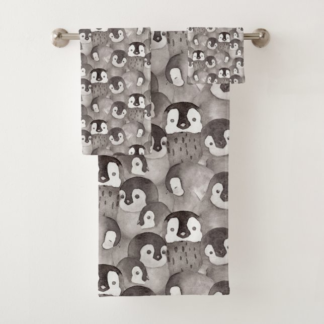 Cute Baby Penguins Pattern  Bath Towel Set (Insitu)
