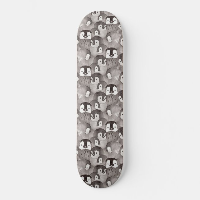 Cute Baby Penguins Pattern Skateboard (Front)