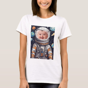 Cute Baby Photo Astronaut Cat Cutout Photo T-Shirt