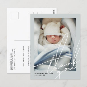 Cute Baby Photo Baptism Thank You Postcard