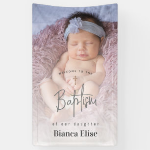 Cute Baby Photo Baptism Welcome Sign Banner