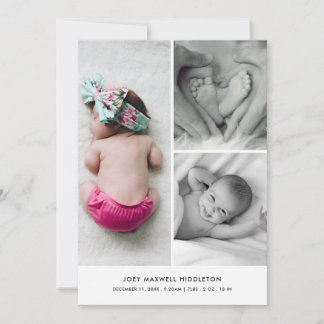 Cute Baby Photo Birth Announcement Elegant