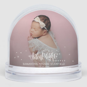 Cute Baby Photo Christmas Birth Announcement Snowglobe