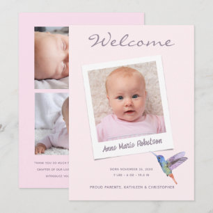 Cute Baby Photo Collage Modern Birth Announcement