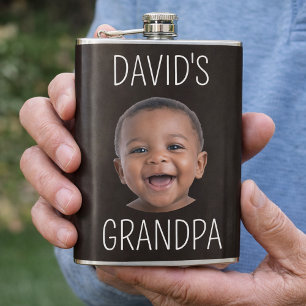 Cute Baby Photo Grandpa Gift Hip Flask
