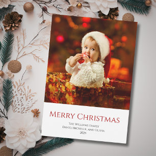 Cute Baby Photo Modern First Christmas Holiday Card