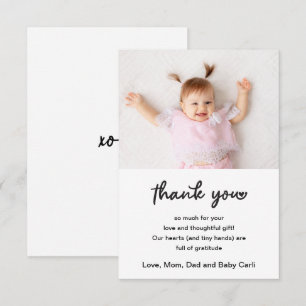 Cute Baby Photo Script Thank You Card
