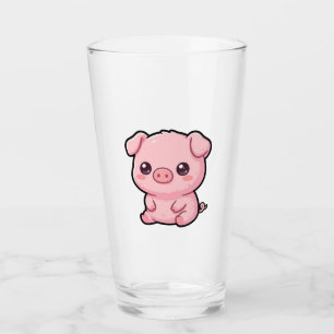 Cute Baby Pig Glass Tumbler Cup