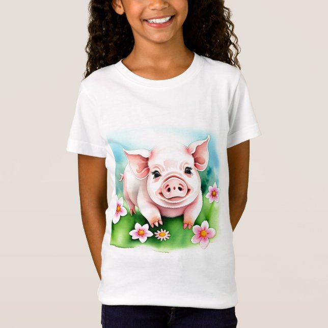 Cute Baby Pig  T-Shirt (Front)