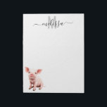 Cute Baby Pig Watercolor Monogram Name Notepad<br><div class="desc">This design may be personalised in the area provided by changing the photo and/or text. Or it can be customised by clicking Personalise this Template and then choosing the click to customise further option and delete or change the colour of the background, add text, change the text colour or style,...</div>