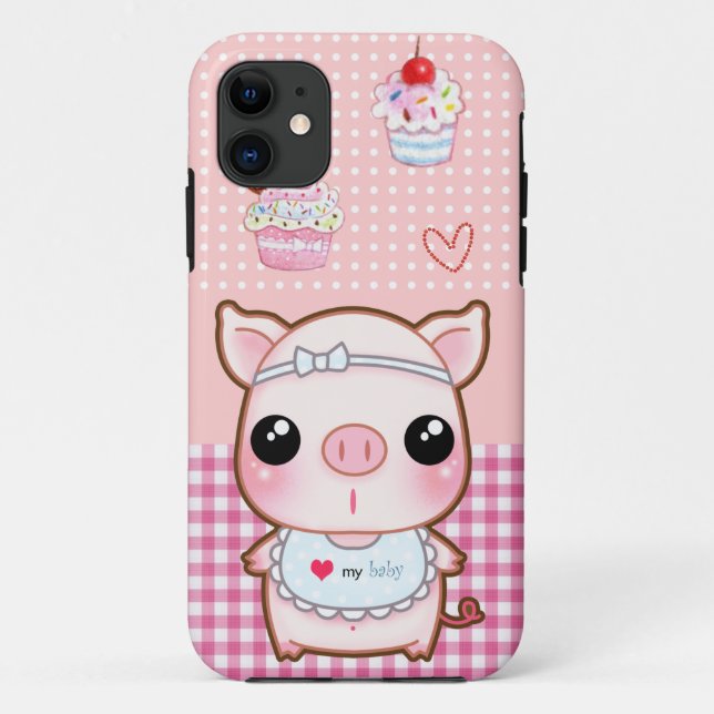 Cute baby piggy and kawaii cupcakes Case-Mate iPhone case (Back)