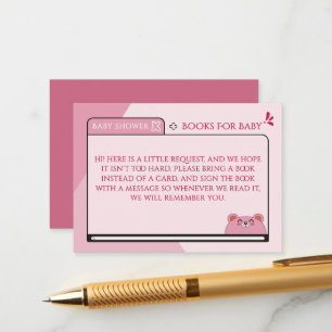 Cute Baby Pink Bear Computer Screen Baby Shower Enclosure Card