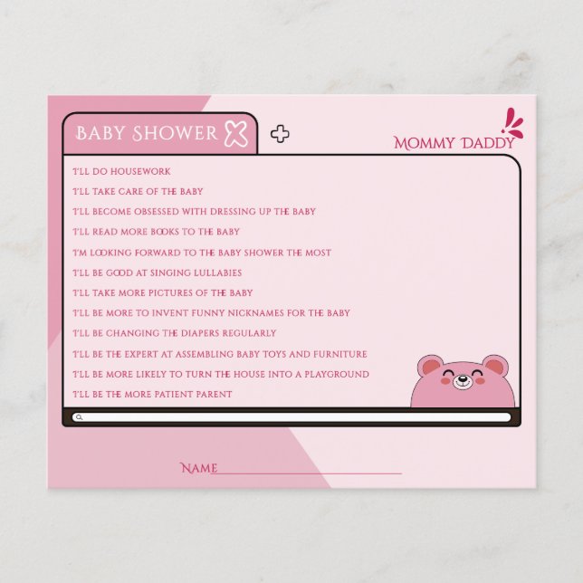Cute Baby Pink Bear Computer Screen Guess Who (Front)