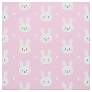Cute Baby pink fluffy cartoon bunny pattern Fabric