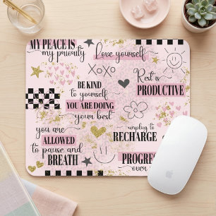 Cute Baby Pink Motivational Inspirational Quotes Mouse Mat