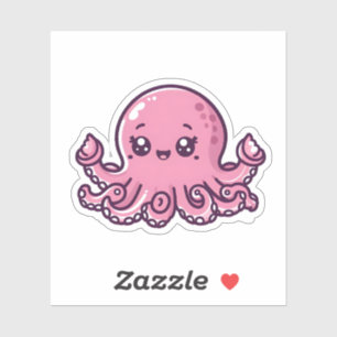 Cute Baby Pink Octopus Custom-Cut Vinyl Stickers