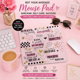 Cute Baby Pink Self-Love Inspirational Quotes Mouse Mat