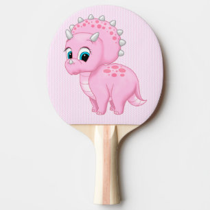 Cute Baby Pink Triceratops Dinosaur Ping Pong Paddle