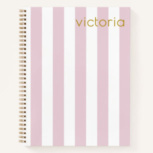 Cute Baby Pink Vertical Stripes Personalised Notebook