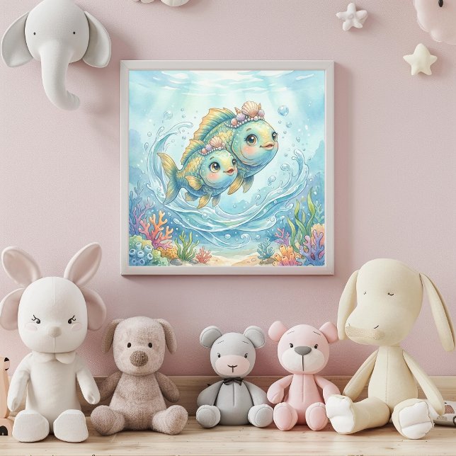 Cute Baby Pisces Zodiac Wall Art Poster (Creator Uploaded)