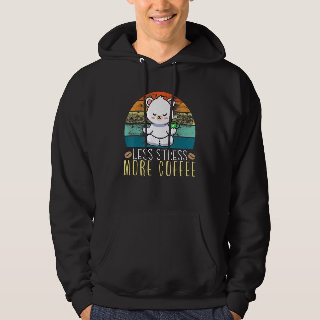Cute baby polar bear meditation with coffee cool y hoodie (Front)