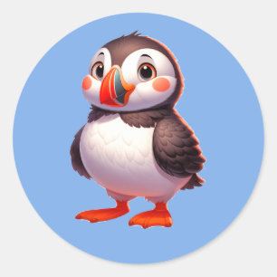 Cute Baby Puffin Papageientaucher Vogel Pinguin Classic Round Sticker