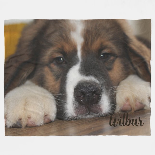 Cute Baby Puppy Fleece Blanket (Front (Horizontal))