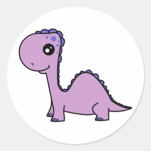 Cute Baby Purple Dinosaur Classic Round Sticker
