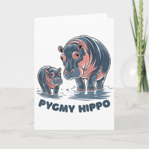 Cute Baby Pygmy Hippo Moo Deng Funny Zoo For Famil Card